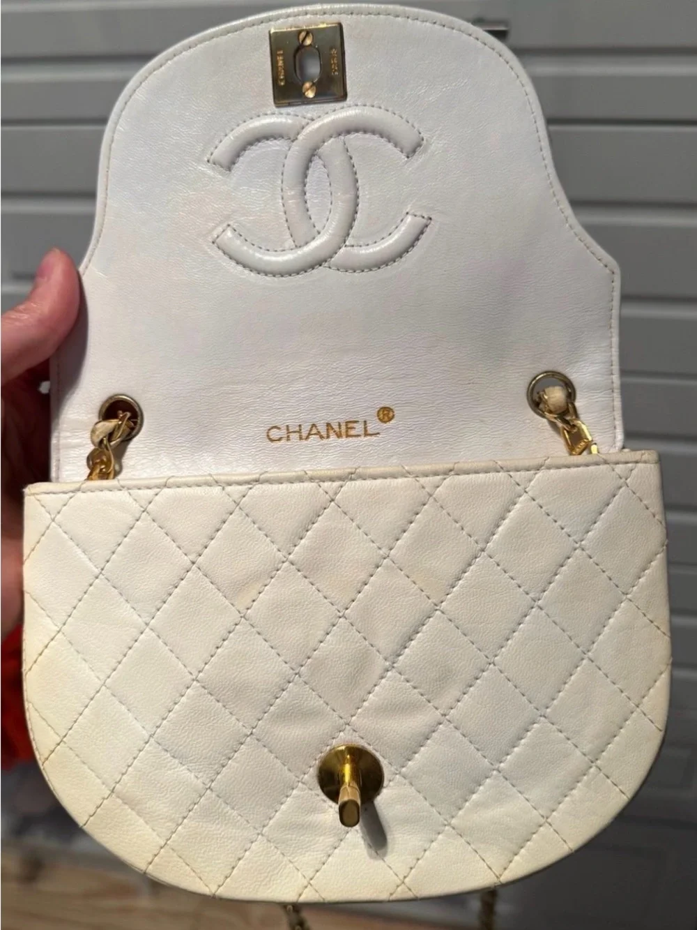 Chanel lambskin quilted mini half moon flap bag classic timeless